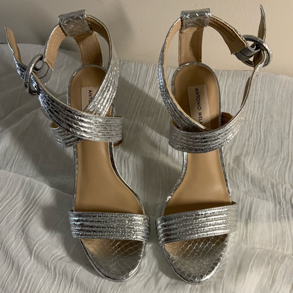 Antonio Melani Camille Metallic Snake Print Platform Heel